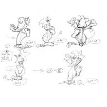 'Dancing Sinus' studies for an animated cartoon