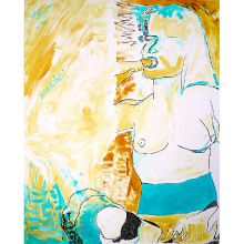 Naturalizing - Painting one of the Women & Man Tryptych