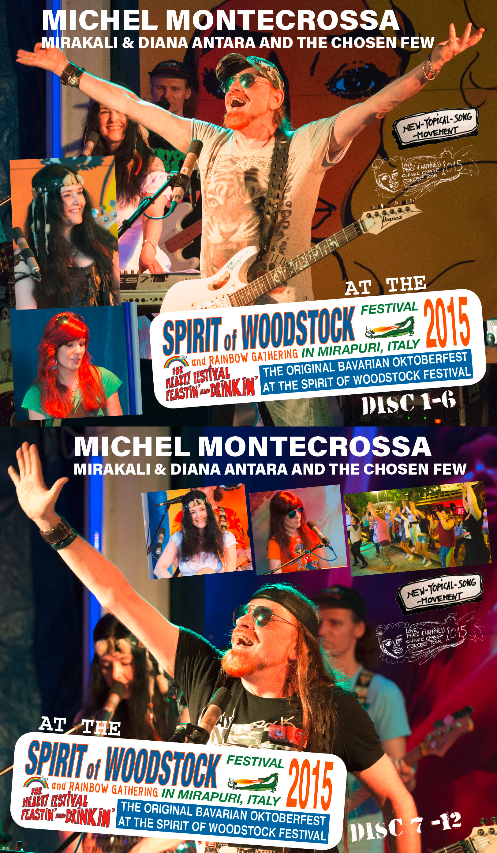 Michel Montecrossa, Mirakali and Diana Antara at the Spirit of Woodstock Festival 2015 in Mirapuri, Italy